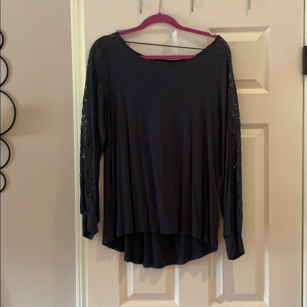 Blouse- see thru sleeve and neck